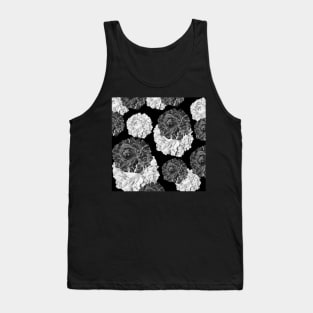 CABBAGE ROSES GRAY AND BLACK SHABBY CHIC PATTERN Tank Top